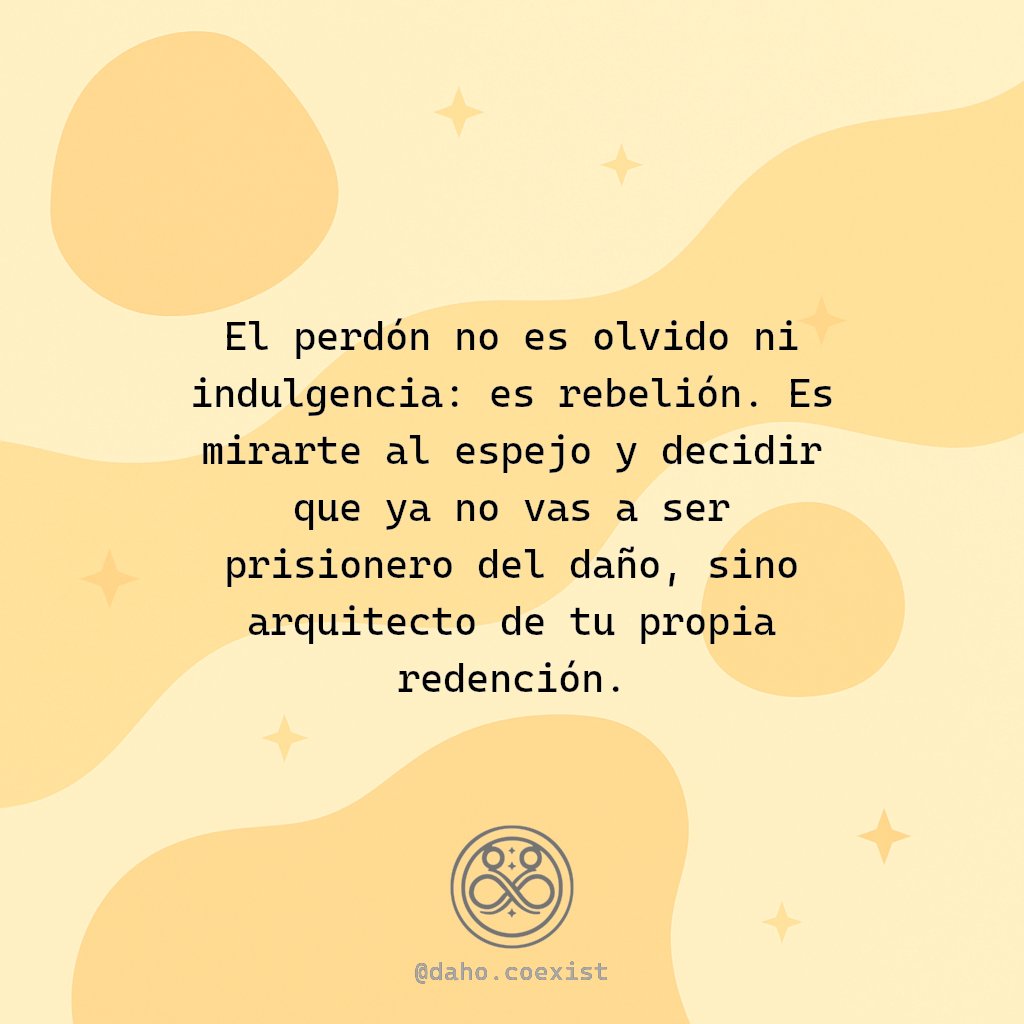 daho_coexist's tweet image. ¡Descubre más contenido inspirador! 🌟 Sigue y transforma tu día. 🔄✨
#elpoderdelperdón #arquitectosderedención #rebelióninterior #libertademocional #superaciónpersonal #redefiniendoelperdón #valentíainterior #libératedelpasado #caminoahacialaredención #transformaciónpersonal