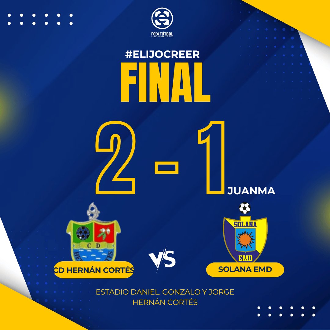 Solana EMD® (@solanaemd) on Twitter photo ⏱ FINAL’ | CD Hernán Cortés 2️⃣ - EMD Solana 1️⃣
La lotería de los penaltis no fue con nosotros y salió cara.
Hasta aquí está temporada.
Muchas suerte 🍀 al <a href="/CDHERNAN_CORTES/">CD HERNAN CORTES</a>
En la fase de ascenso.
#FasedeAscenso
#HernánCortésSolana
#ElijoCreer 💛 ⏱ FINAL’ | CD Hernán Cortés 2️⃣ - EMD Solana 1️⃣
La lotería de los penaltis no fue con nosotros y salió cara.
Hasta aquí está temporada.
Muchas suerte 🍀 al <a href="/CDHERNAN_CORTES/">CD HERNAN CORTES</a>
En la fase de ascenso.
#FasedeAscenso
#HernánCortésSolana
#ElijoCreer 💛