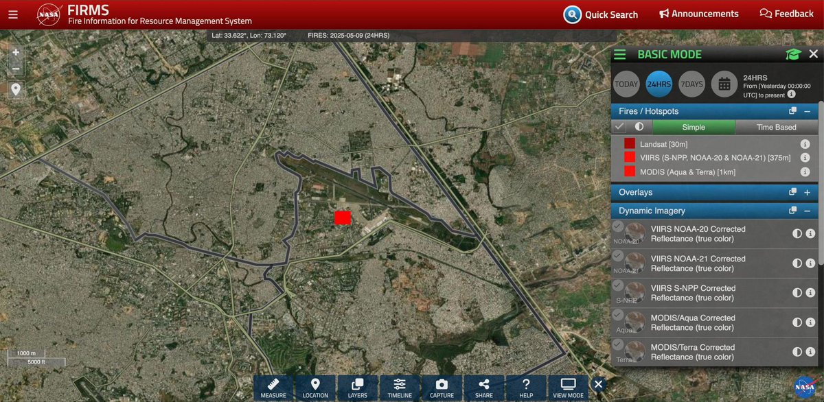 snjusimple's tweet photo. @voiceofhindus NASA satellite captured heat thermal imgae on Nur khan, Pakistan  nuclear installation. 
China supplies boron to control radiation leaks.
Indian forces hit the nurkhan base https://t.co/FayTazjy6Q