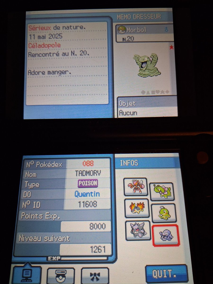 QuentinDSeto's tweet photo. Mais noooooon ! Tadmorv shiny en 9113 rencontres dans la mare à Celadopole sur HG. 30 minutes de shasse ce soir, je m'y attendais pas.
@TheHolomovement https://t.co/o3mCZHTvBW
