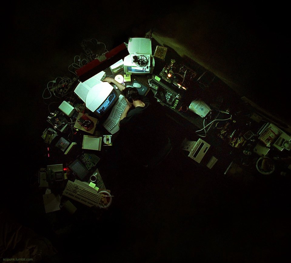 The Matrix (1999) - A hacker room.
