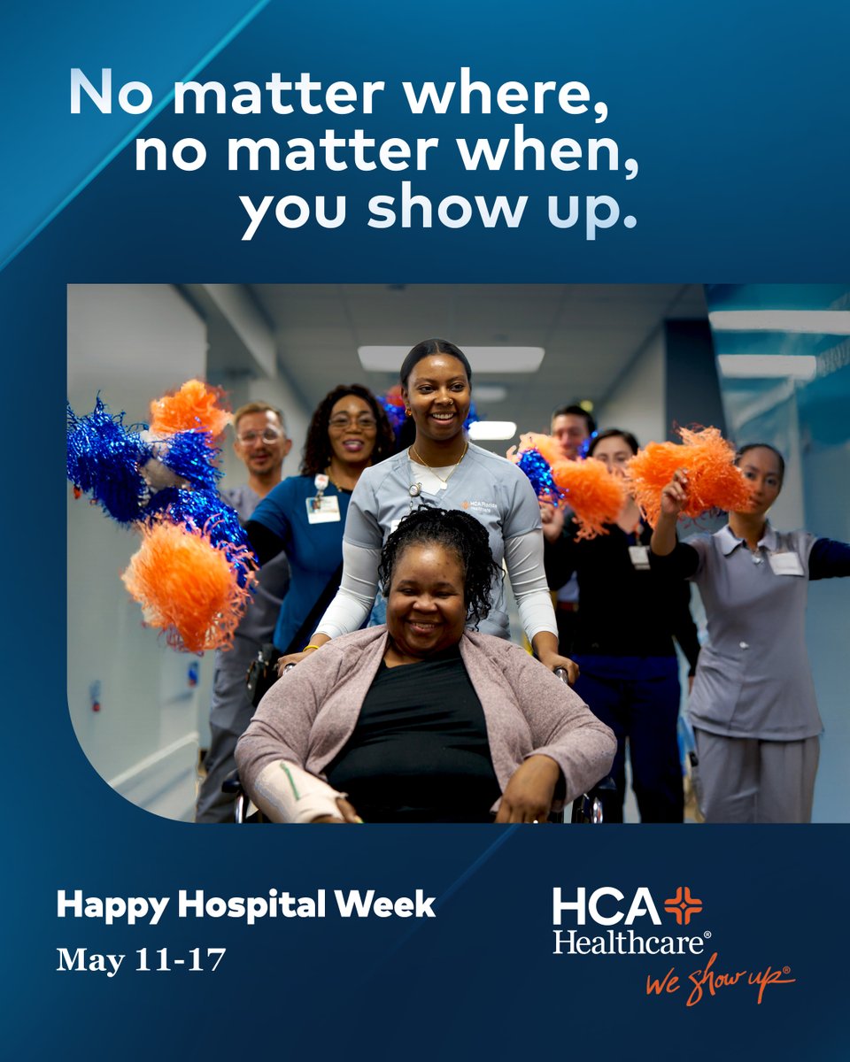 As we kick off #NationalHospitalWeek, we honor our dedicated colleagues across HCA Healthcare who bring hope and healing to those we serve each day. Thank you for showing up. 🧡 #WeShowUp