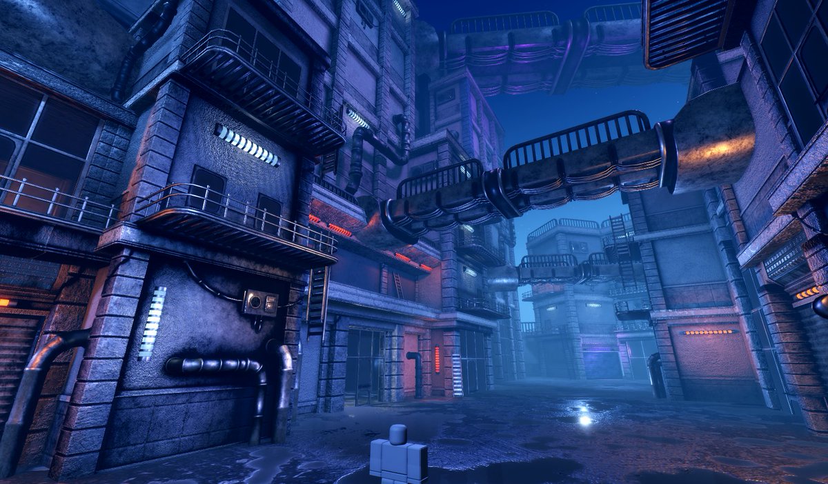 Cyberpunk Themed Alley (work in progress) + posting final version later #RobloxDev
