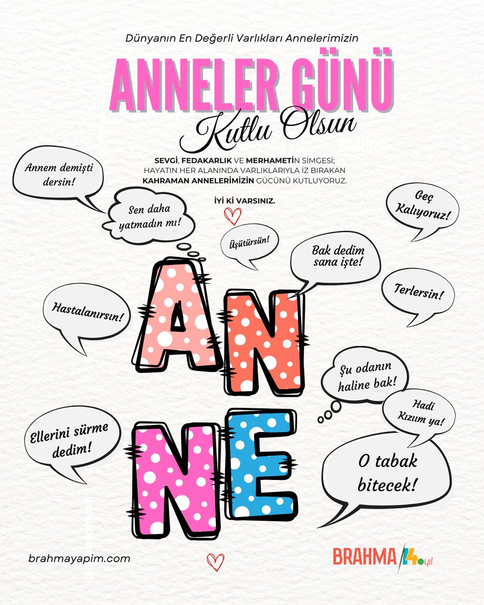 Karşılıksız sevgileri ve fedakârlıklarıyla her zaman baş tacımız olan tüm annelerimizin #AnnelerGünü kutlu olsun. 🌺🌼 🌸
——✍️——
#annem #canımannem #annelergunukutluolsun 💐🌷
#instagood #instadaily #clubsocial #instagram #brahmayapim #communitymanagement #