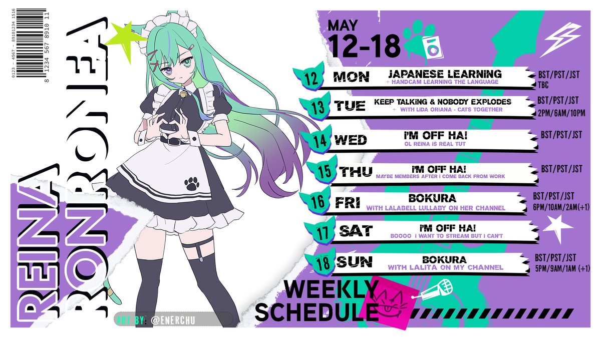 ReinaRonronea's tweet photo. 🗓️SCHEDULE! APRIL 12th -18TH🗓️

Started Baito so I'll do my best!! Mostly collabs this week but I will try to do a Member Stream on Thursday!

🐈‍⬛#ReinaRonronea
🎞️#Ronroclips 
🎨#RonroneArt 
🔞#Yabeina 
Maros: https://t.co/I6PM7PUdmh https://t.co/PaGRgBAxvj