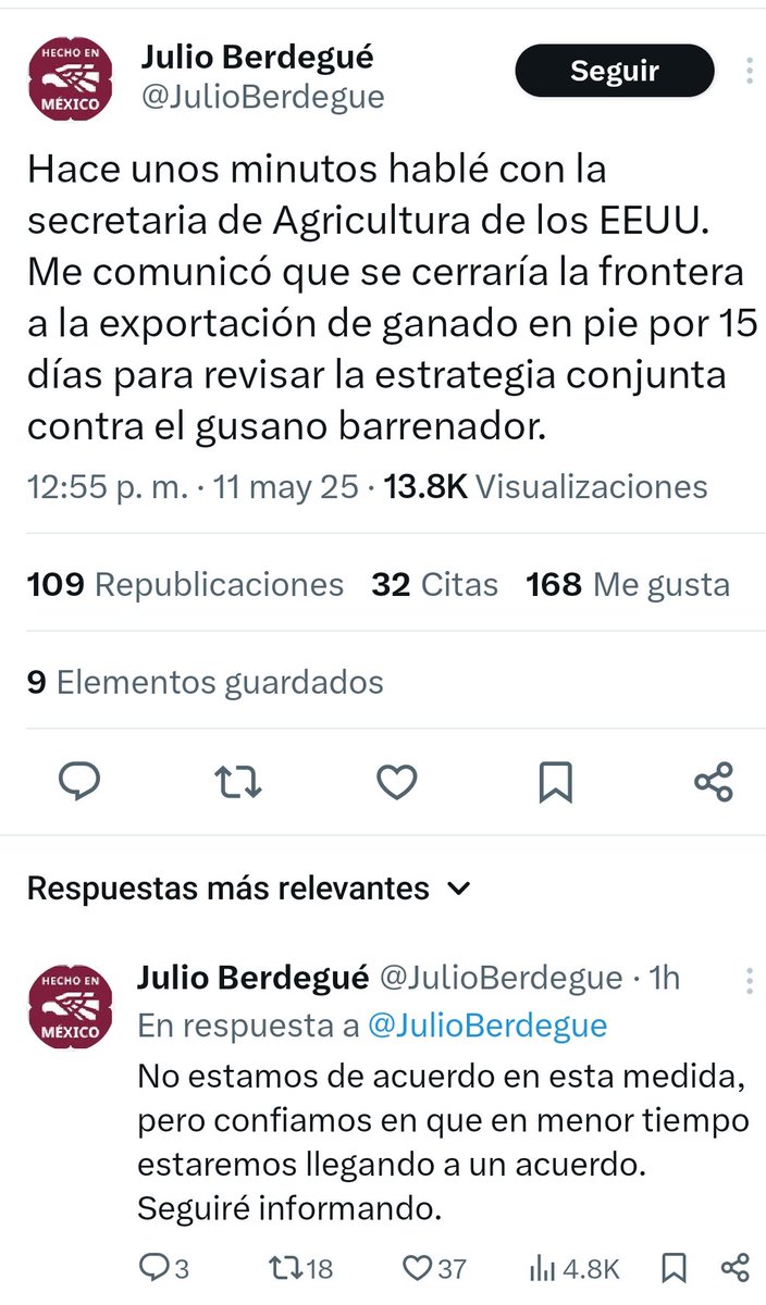notacentralmx's tweet image. ❌🇺🇸 #EEUU cierra frontera con México por gusano 🐛 barrenador, por lo pronto 15 días. Importaciones de ganado vivo afectadas. 🐄🐮
@Agricultura_mex
@JulioBerdegue
#FronteraMéxicoEU #GusanoBarrenador #Ganadería
