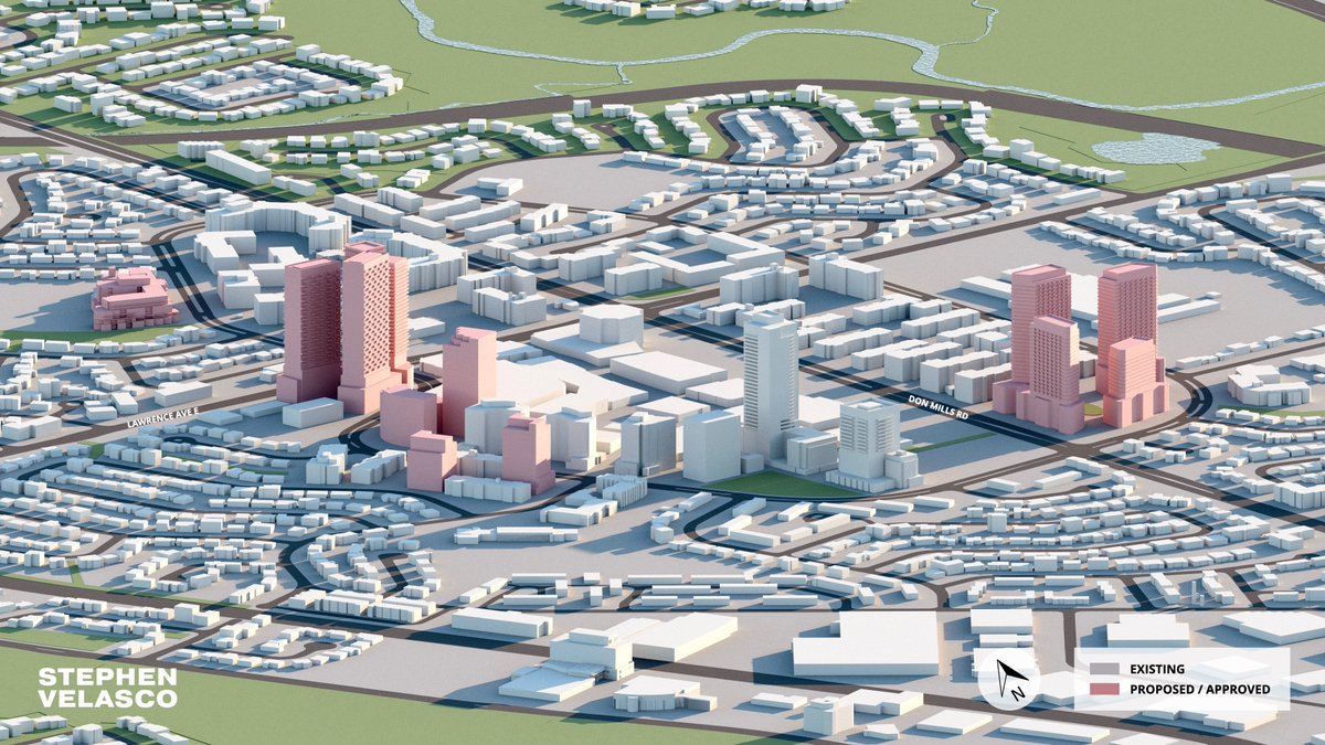 Over 3,700 residential units are planned surrounding the Don Mills and Lawrence intersection, including towers up to 34 storeys.