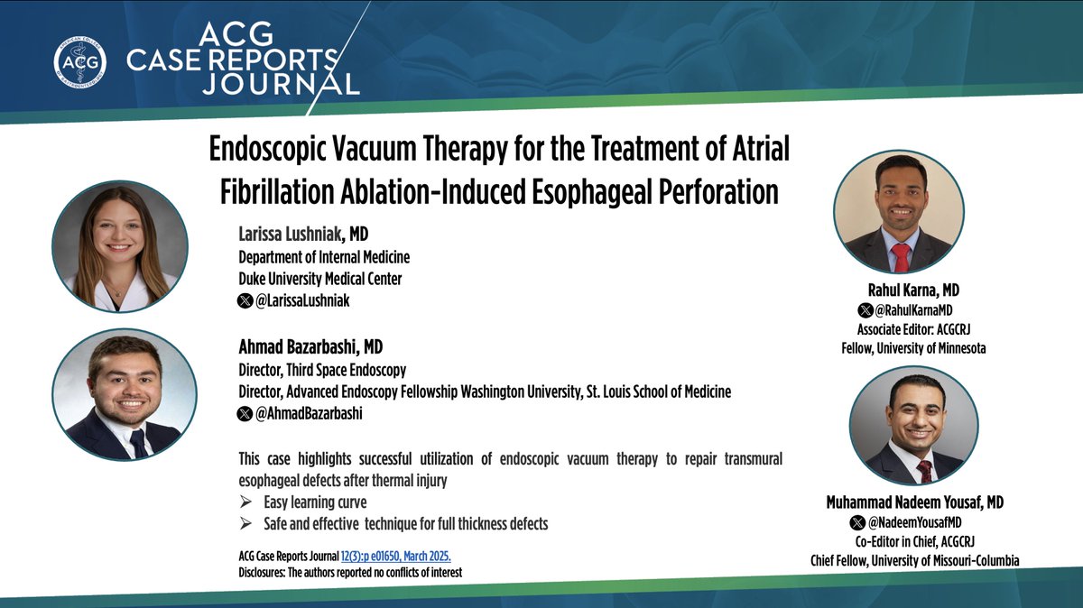 ACGCRJ (@acgcrj) on Twitter photo ⏰ for #ACGCRJ Tweetorial🧵w/
<a href="/RahulKarnaMD/">Rahul Karna, MD</a> & <a href="/NadeemYousafMD/">Nadeem Yousaf</a>
🎙️EVT for treatment of a-Fib ablation-induced esophageal perforation👇
🎧Podcast bit.ly/3ymjTvy
📚Article bit.ly/4jQo84X
🙏<a href="/AhmadBazarbashi/">Ahmad N. Bazarbashi أحمد بازارباشي</a> <a href="/LarissaLushniak/">Larissa Lushniak</a>
<a href="/PrateekHarne1/">Prateek Harne MBBS, MD</a> <a href="/AmCollegeGastro/">ACG</a> ⏰ for #ACGCRJ Tweetorial🧵w/
<a href="/RahulKarnaMD/">Rahul Karna, MD</a> & <a href="/NadeemYousafMD/">Nadeem Yousaf</a>
🎙️EVT for treatment of a-Fib ablation-induced esophageal perforation👇
🎧Podcast bit.ly/3ymjTvy
📚Article bit.ly/4jQo84X
🙏<a href="/AhmadBazarbashi/">Ahmad N. Bazarbashi أحمد بازارباشي</a> <a href="/LarissaLushniak/">Larissa Lushniak</a>
<a href="/PrateekHarne1/">Prateek Harne MBBS, MD</a> <a href="/AmCollegeGastro/">ACG</a>