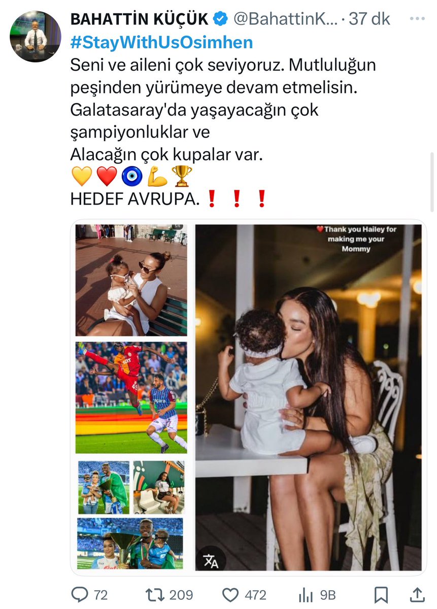 abdullahbiricik's tweet photo. Galatasaray’lı taraftarlar Osimhen’in kalması için #StayWithUsOsimhen etiketi ile kampanya başlattı.

Yarım saat içerisinde 150000’den fazla tweet atıldı… https://t.co/0okU9YpTnH