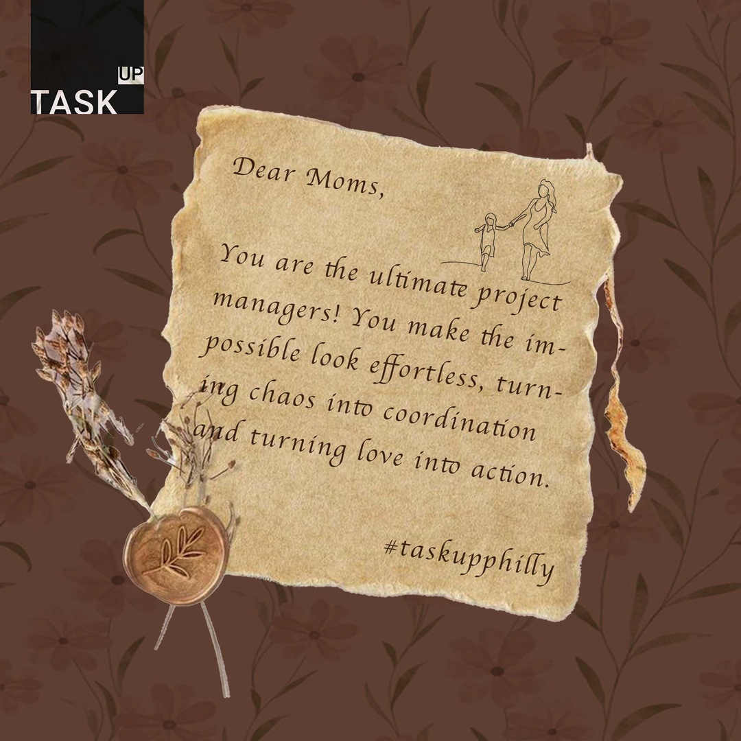 taskupphilly's tweet image. To the incredible moms who lead with love, organize with precision, and give endlessly. Thank you for all that you do!

All the amazing moms out there: what’s the one thing that helps you stay organized?

#TaskUpPhilly #Mothersday #OrganizedMom #WorkLifeBalance #WomenWhoLead