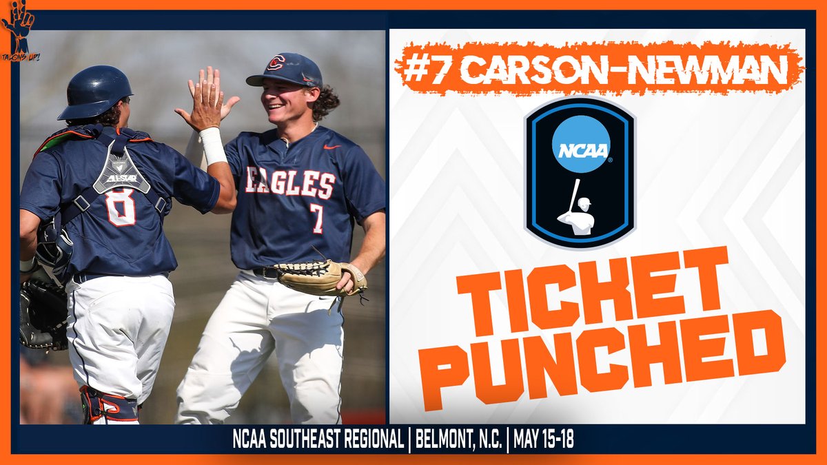 Carson-Newman Athletics (@cn_eagles) on Twitter photo 5⃣th NCAA Tournament appearance in program history
3⃣rd under head coach <a href="/catchblockthrow/">Tom Griffin</a>
Eagles get Conference Carolinas champion #2 Belmont Abbey Thursday at 6pm in the opening round
📰 cneagles.com/x/hamge
<a href="/CNBaseball/">Carson-Newman Baseball</a> x #TalonsUp 5⃣th NCAA Tournament appearance in program history
3⃣rd under head coach <a href="/catchblockthrow/">Tom Griffin</a>
Eagles get Conference Carolinas champion #2 Belmont Abbey Thursday at 6pm in the opening round
📰 cneagles.com/x/hamge
<a href="/CNBaseball/">Carson-Newman Baseball</a> x #TalonsUp