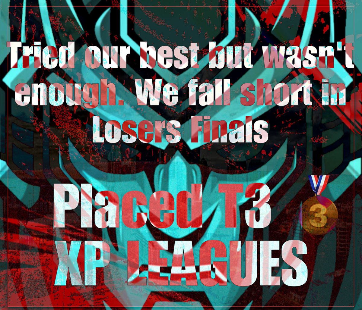 We fall short to <a href="/OMiTBrooklyn/">OMiT COD</a> Academy &amp; <a href="/InControlGG/">InControl</a> Placing Top 3 🥉 in <a href="/XP_Leagues/">XP League</a> Not what was wanted however we did our best💪 we will come back stronger then ever. GGs OMiT and InControl. 

Players:
<a href="/stunna10kk/">stunna</a> 
<a href="/yoBooger/">Booger</a> 
<a href="/VerifCamzy/">Camzy</a> 
<a href="/J_Guns_/">Jett</a> 
<a href="/Billiam_x7/">BILLIAM</a> 

Coach: <a href="/spccdy/">spdY</a>