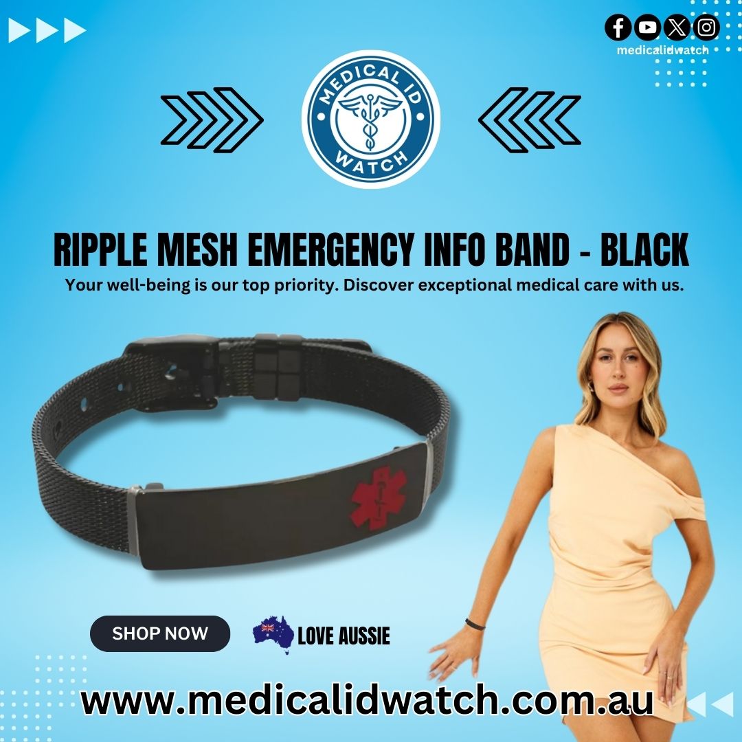 Medicalidwatch's tweet image. Minimalist. Durable. Life-saving. The Ripple Mesh Emergency Info Band in Black is the perfect blend of everyday comfort and essential protection.

medicalidwatch.com.au/product/ripple…

#medicalidwatch #healthandsafety #fashionandfunction #stayprotected #emergencypreparedness