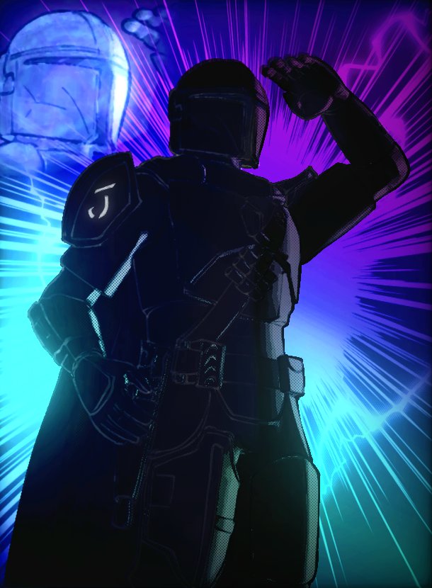 My dad had a birthday today, he's a big Mandalorian fan, so I made this drawing for him.