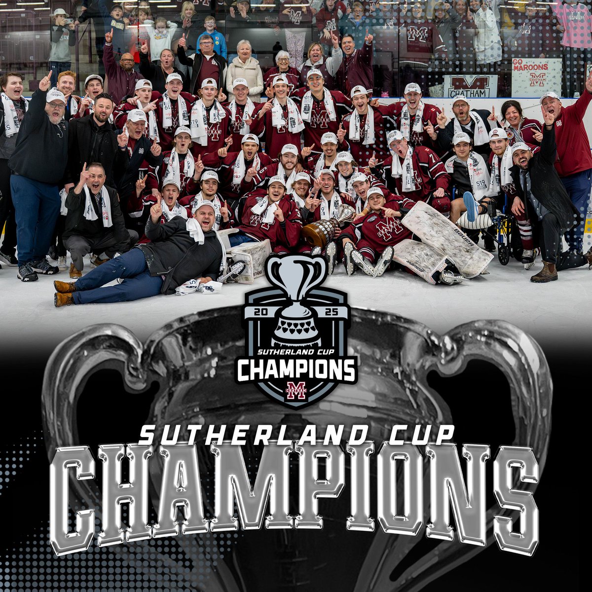 For the 2nd time in franchise history, the Chatham Maroons are Sutherland Cup Champions!

📷  | <a href="/JoshMaillouxPix/">Josh Mailloux Photography</a>

#GOJHL | #SutherlandCup