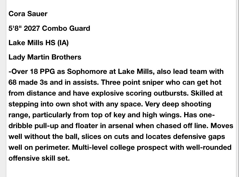 Cora Sauer (@corasauer10) on Twitter photo Thank you for the write up <a href="/FiveStateHoops/">Five State Hoops</a>!
<a href="/MartinBroLadies/">Lady Martin Bros. Select</a> <a href="/chris31312002/">Chris Davis</a> <a href="/PGHBrooks/">Jeremy Brooks</a> <a href="/PGHIowa/">Prep Girls Hoops Iowa</a> Thank you for the write up <a href="/FiveStateHoops/">Five State Hoops</a>!
<a href="/MartinBroLadies/">Lady Martin Bros. Select</a> <a href="/chris31312002/">Chris Davis</a> <a href="/PGHBrooks/">Jeremy Brooks</a> <a href="/PGHIowa/">Prep Girls Hoops Iowa</a>