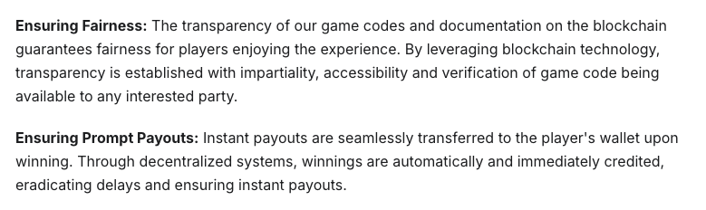 At least, until the day. I was believing this part - and that's why I am sticking to onchaiin result.

"Ensuring Fairness: The transparency of our game codes and documentation on the blockchain guarantees fairness for players enjoying the experience. By leveraging blockchain
