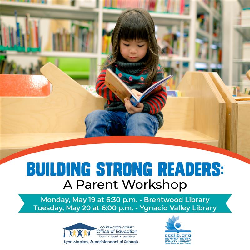 📚 Join our Parent Workshop for young readers! 🗓 May 19 at Brentwood Library &amp; May 20 at Ygnacio Valley Library. Learn more: tinyurl.com/CCCL-StrongRea… #CCCOE #LiteracyWorkshop #StrongReaders