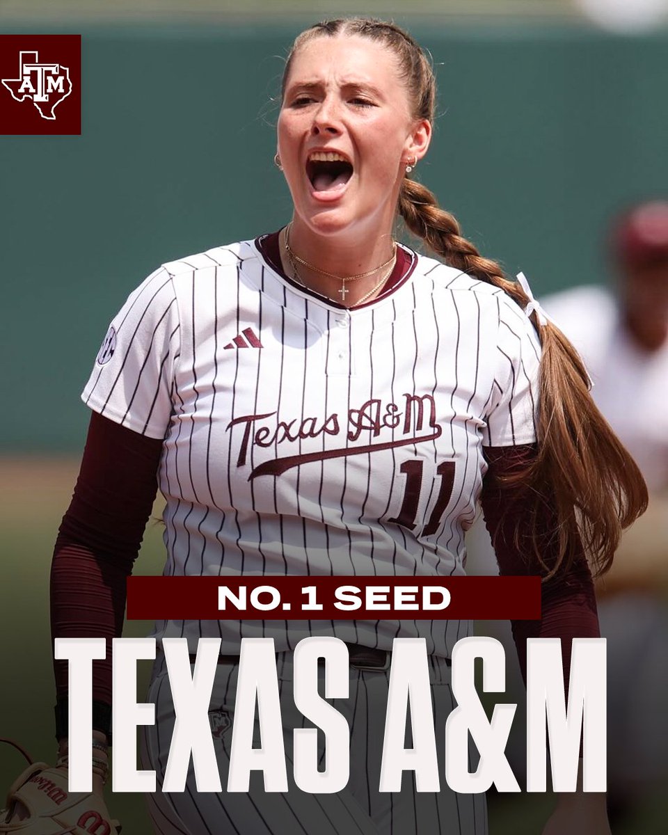 espn's tweet image. FOR THE FIRST TIME IN PROGRAM HISTORY, THE TEXAS A&M AGGIES ARE YOUR NO. 1 OVERALL SEED IN THE NCAA TOURNAMENT 👍 🔥
(📸 @AggieSoftball)