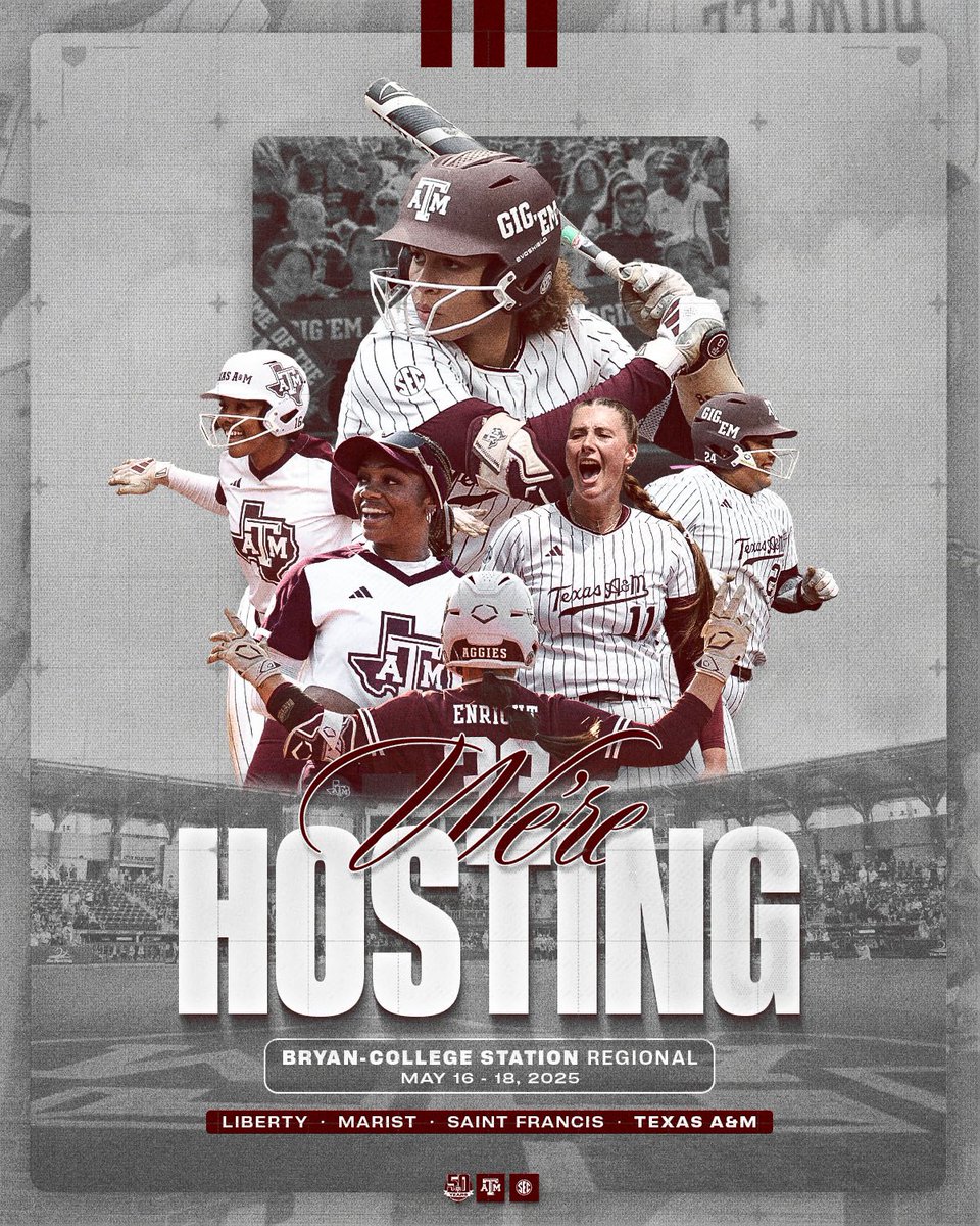 We’re Hosting! 📍🥎

The overall No. 1 seeded Aggies will take on Saint Francis on Friday at 2:30 PM CT 👍

#GigEm