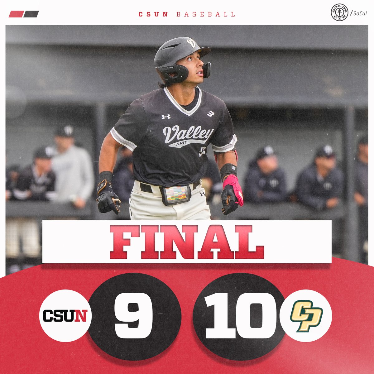 Cal Poly edges CSUN in the home finale. 

The Matadors compiled 15 hits, including three each from Panganiban and Abel. Xavier Rios hit a 3-run HR in the bottom of the 8th.

CSUN will travel to UC Davis next weekend to end the regular season.

#GoMatadors