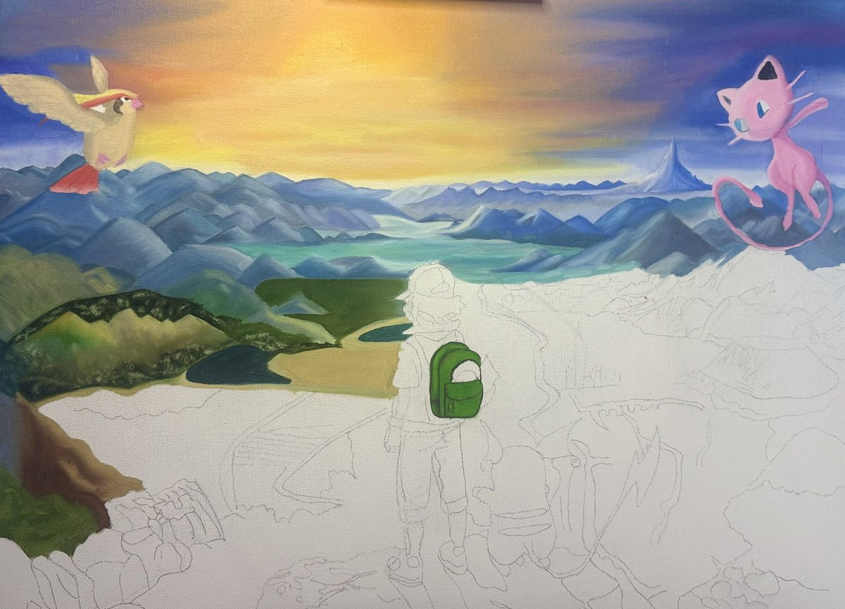 Getting back to work on the Pokémon oil painting commission. Come check it out on <a href="/KickStreaming/">Kick</a> 
Kick.com/MrsAcmeDecor