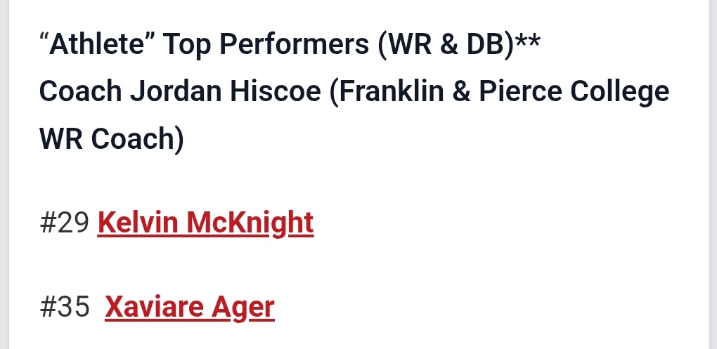 Kelvin McKnight (@mckni6htkelvin6) on Twitter photo Blessed to be names one of two top athletes. Not just as a Cornerback, but also as a wide receiver!!! Thank you so much for the invitation to the Prep redzone scouting Combine!!! <a href="/ScoutingNE/">Coach Silva</a> <a href="/NecBlitz/">NECBlitz</a> <a href="/NewingtonFB/">Newington Football 🏈</a> <a href="/PRZNewEngland/">Prep Redzone New England</a> <a href="/Coach_KJones/">Kyle Jones</a> <a href="/JuiceWa45/">Coach Juice Walker DB Nation</a> <a href="/32Sports1/">32Sports</a> <a href="/RobGNBH/">Rob</a> Blessed to be names one of two top athletes. Not just as a Cornerback, but also as a wide receiver!!! Thank you so much for the invitation to the Prep redzone scouting Combine!!! <a href="/ScoutingNE/">Coach Silva</a> <a href="/NecBlitz/">NECBlitz</a> <a href="/NewingtonFB/">Newington Football 🏈</a> <a href="/PRZNewEngland/">Prep Redzone New England</a> <a href="/Coach_KJones/">Kyle Jones</a> <a href="/JuiceWa45/">Coach Juice Walker DB Nation</a> <a href="/32Sports1/">32Sports</a> <a href="/RobGNBH/">Rob</a>