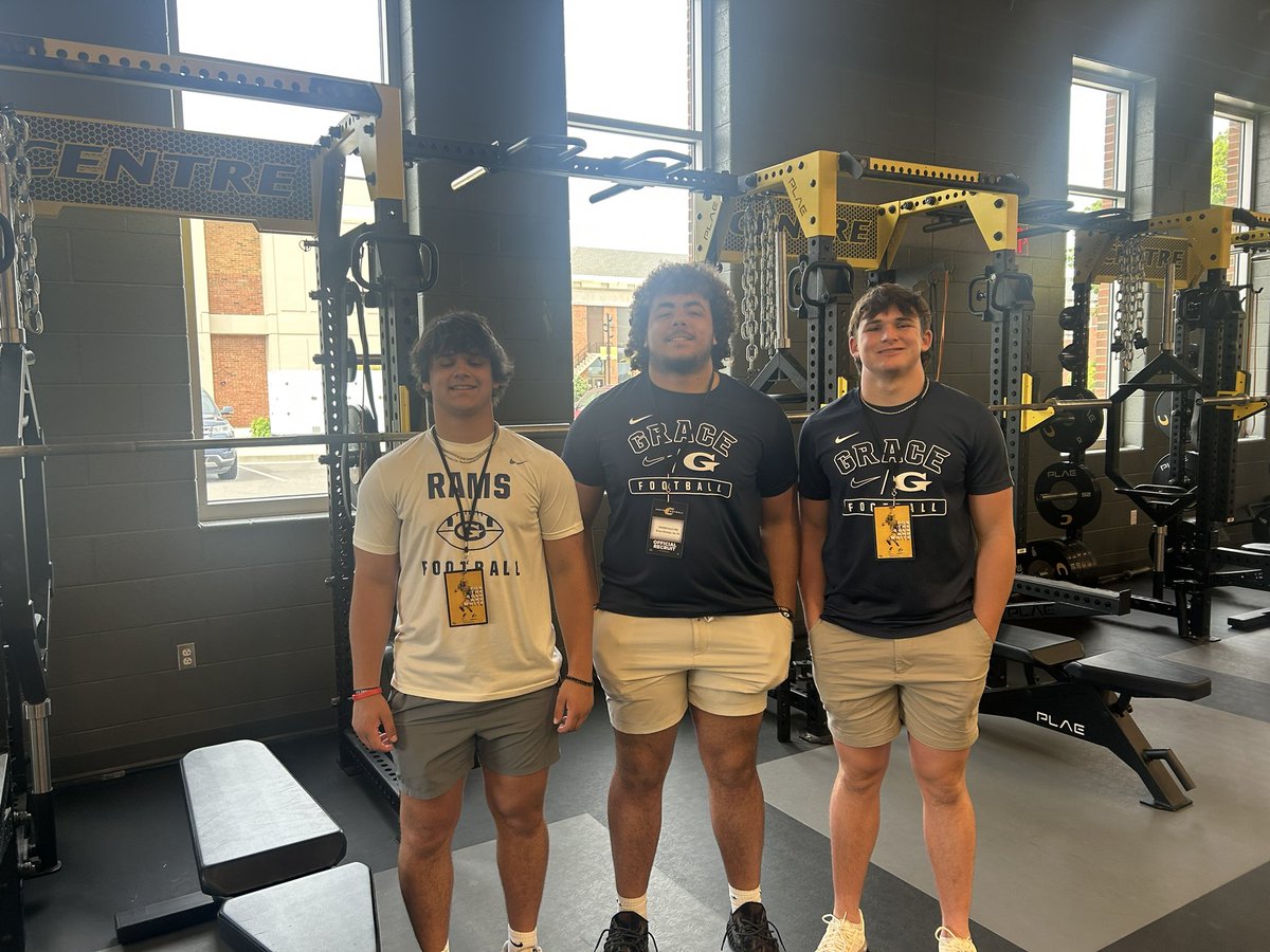 Thank you <a href="/CentreFootball/">Centre College Football</a> , <a href="/RickFoxFB/">Rick Fox</a> , and Coach Conley for the opportunity to visit campus and watch the spring game!  <a href="/GCARamsFootball/">Grace Christian Academy Football</a> <a href="/GCAcoachPrice/">Coach Price</a> <a href="/CoachMPrice/">Matt Price</a> <a href="/GCACoachBryant/">Jeff Bryant</a>