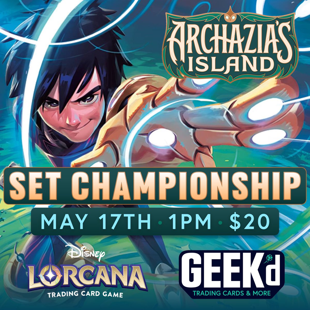 Join us on May 17th at 1 PM for our Archazia’s Island Set Championship! The $20 entry includes a pack, a promo card, and adds three packs to the prize pool. The Top 8 players will split the prize packs, receive an Enchanted promo, and the champion will win a winner’s playmat!