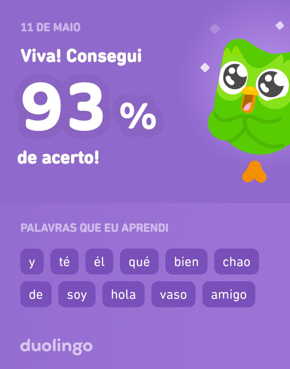 Estou aprendendo espanhol no Duolingo! É grátis, divertido e eficaz.