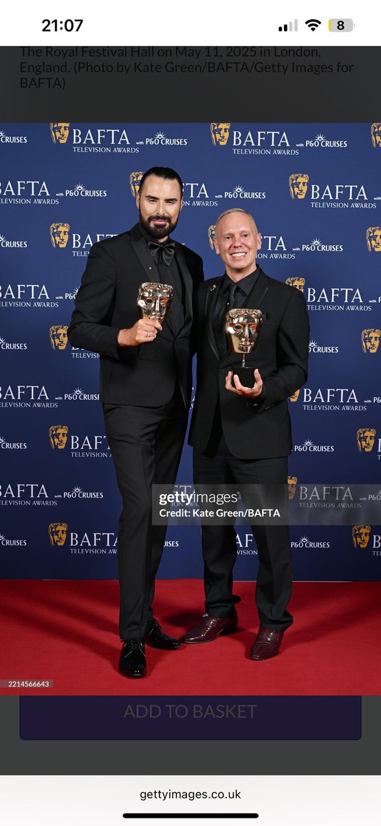 Over the moon to win a BAFTA for Rob and <a href="/Rylan/">R Y L A N</a> Grand Tour. Grateful to the amazing community who brought it to life and to BBC Arts for backing beauty, history and a bit of joy. As Byron said: “Adieu, adieu! my native shore / Fades o’er the waters blue…” #BAFTAs #BBCArts