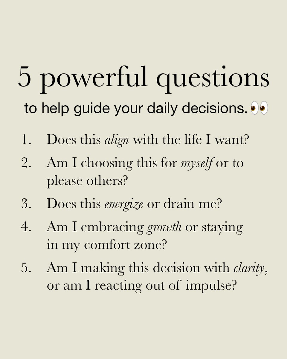 Keep this post in your back pocket for when you face a big (or small) decision. 
Save it so you can come back to it. Wisdom is in the questions you ask yourself.
