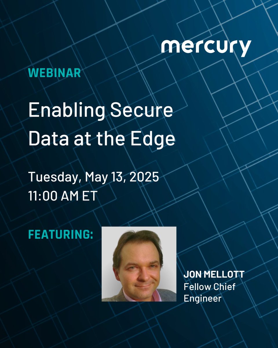 Mercury Systems (@mrcy) on Twitter photo How secure is your edge system? From the sensor to the battlefield, every component must encrypt, process, and share data with integrity. Join Mercury and <a href="/military_cots/">Military Embedded</a> this week as we dive into best practices for encryption and security at the edge. ow.ly/U2wv50VNf8i How secure is your edge system? From the sensor to the battlefield, every component must encrypt, process, and share data with integrity. Join Mercury and <a href="/military_cots/">Military Embedded</a> this week as we dive into best practices for encryption and security at the edge. ow.ly/U2wv50VNf8i