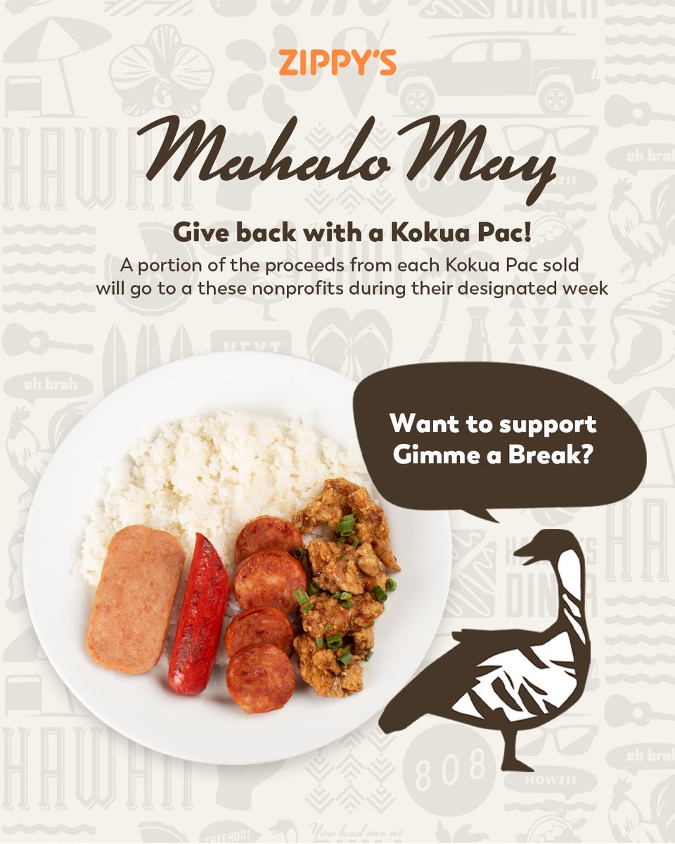 From May 12 to 18, you can support Gimme a Break by purchasing a Kokua Pac! For each Kokua Pac sold in Hawaii, a portion of the proceeds will go to supporting the well-being of caregivers.