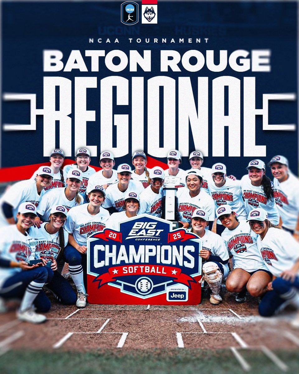THE HUSKIES ARE DANCING‼️

UConn is headed to the Baton Rouge regional and will play Nebraska on Friday, May 16 at 3:00pm EST!