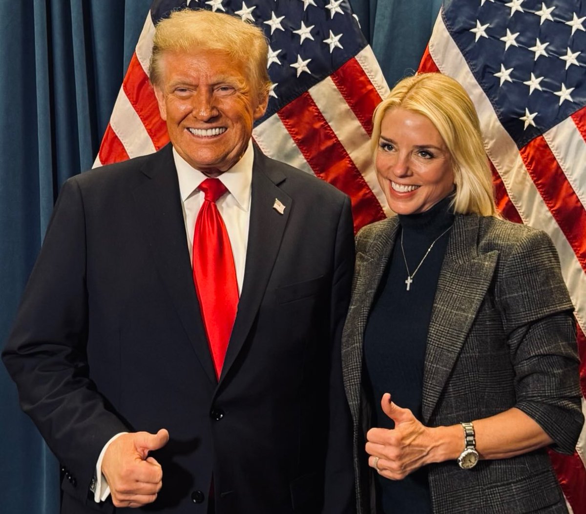 RpsAgainstTrump's tweet image. Fun fact: AG Pam Bondi, who approved Trump’s $400M jet gift from Qatar, was a paid lobbyist for Qatar, earning $115K a month.