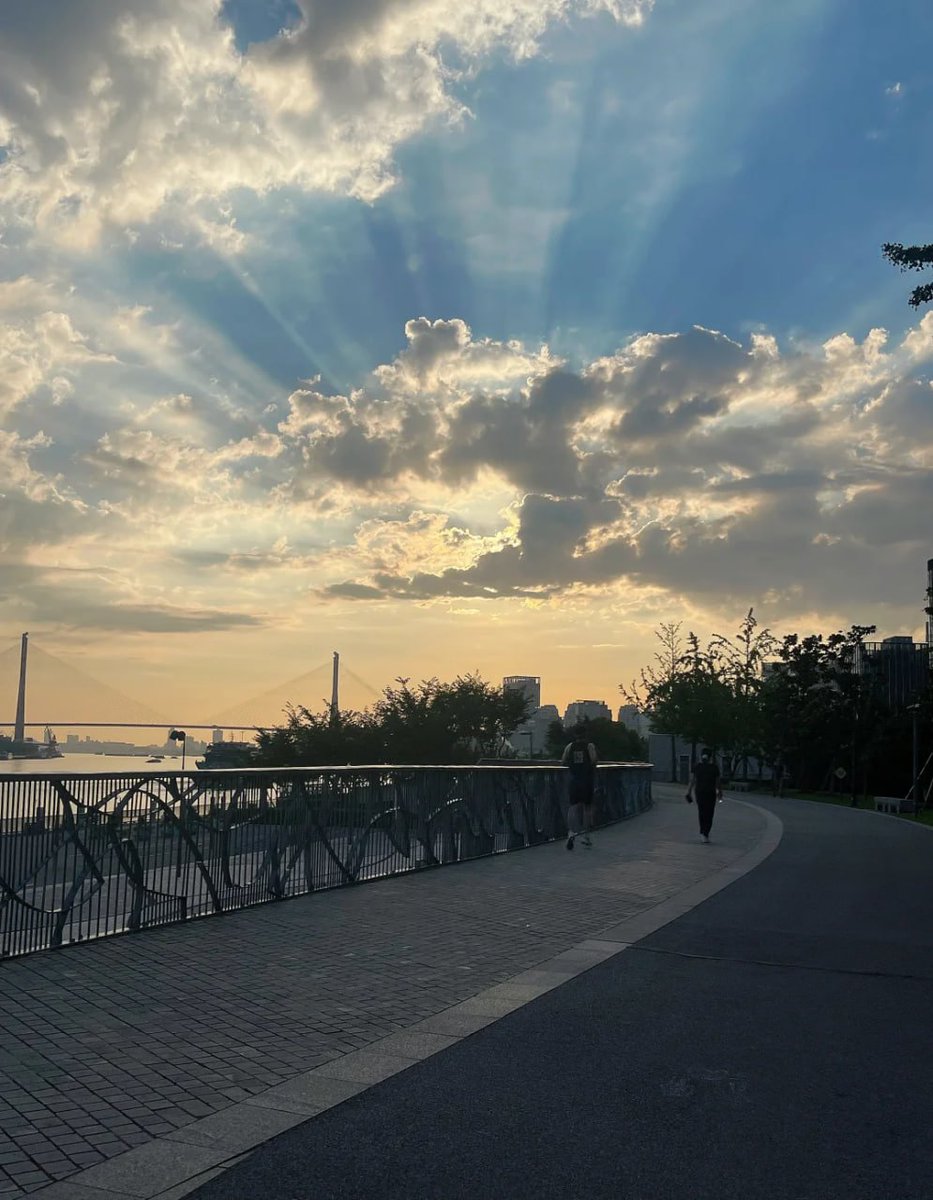 静かな街に輝く夕日🌅✨  
どっちの道を選んでも、光はきっとあなたを導いてくれる🌟🌻