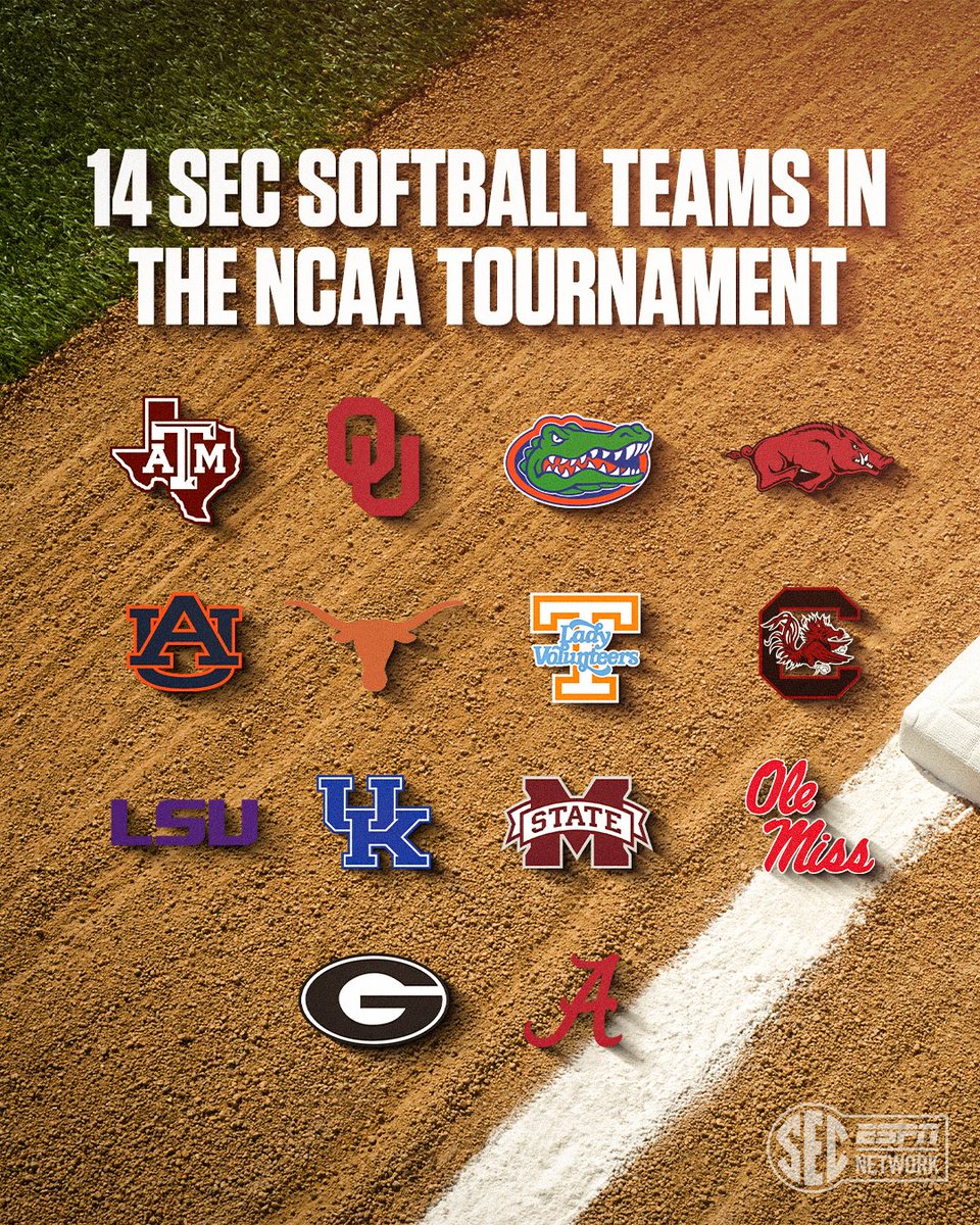 SECNetwork's tweet image. THE SEC MAKES HISTORY WITH 1️⃣4️⃣ TEAMS IN THE NCAA TOURNAMENT 🥎😤
The most by a team in a single conference ever 👏