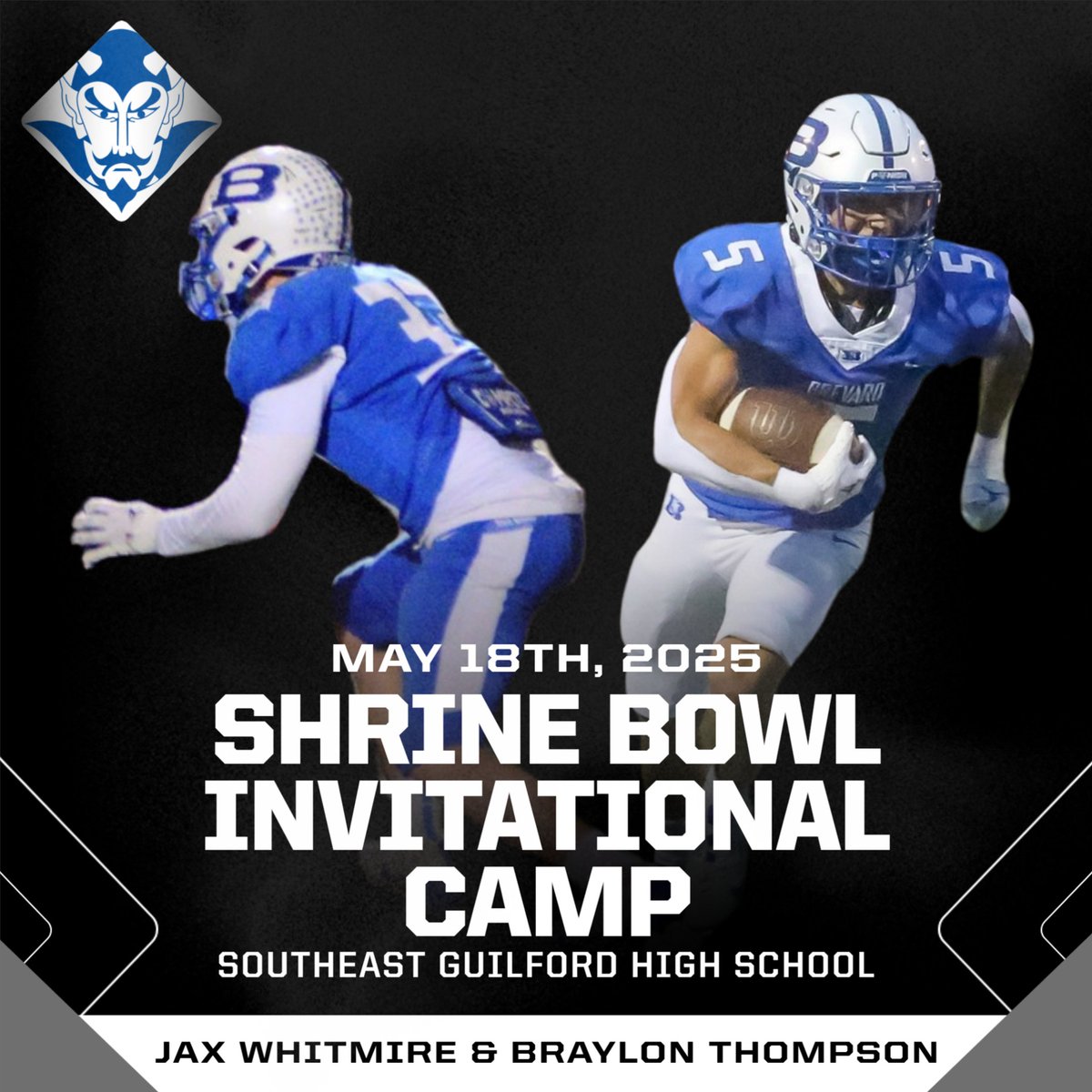 After dominating at two combines over the last few weeks <a href="/Braylon_t5/">Braylon Thompson</a> &amp; <a href="/Jax_whit/">Jax</a> have been invited to a Shrine Bowl camp to represent Brevard High School for the state of North Carolina! Congrats to both of you! Very well deserved!