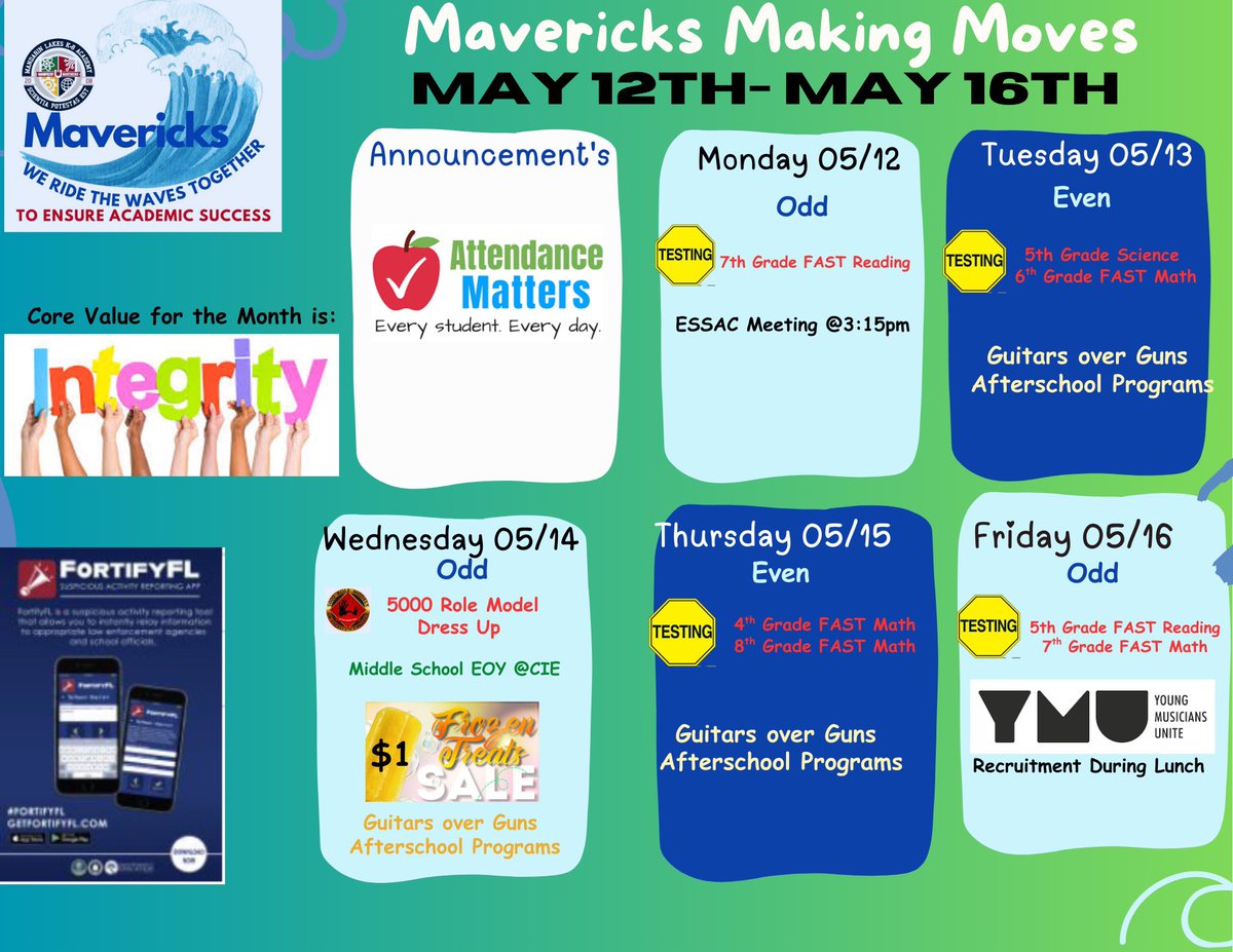 Mandarin Lakes K-8 (@mandarink8) on Twitter photo Mavericks, it’s time to kick off a week of meaningful learning! 🌎📚💡 Remember, being present and on time sets the tone for success. Let’s make it a great week! 💪 #weridethewavetogether #YourBestChoiceMDCPS <a href="/SuptDotres/">Jose L. Dotres, Ed.D.</a> <a href="/MDCPSSouth/">South Region Office</a> <a href="/MDCPS/">Miami-Dade Schools</a> <a href="/calonaka/">Calondria E. Williams</a> Mavericks, it’s time to kick off a week of meaningful learning! 🌎📚💡 Remember, being present and on time sets the tone for success. Let’s make it a great week! 💪 #weridethewavetogether #YourBestChoiceMDCPS <a href="/SuptDotres/">Jose L. Dotres, Ed.D.</a> <a href="/MDCPSSouth/">South Region Office</a> <a href="/MDCPS/">Miami-Dade Schools</a> <a href="/calonaka/">Calondria E. Williams</a>