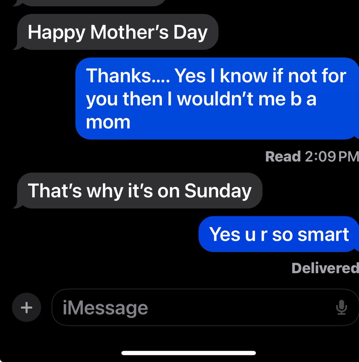 The logic of Mothers Day from my 21 year old son🤦‍♀️