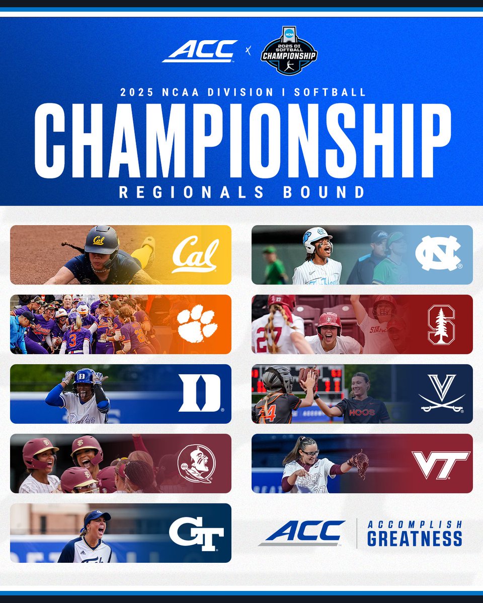 LET THE #RoadToWCWS BEGIN ✨

A league-record 9 ACC Softball teams are headed to the 2025 NCAA Softball Championship!