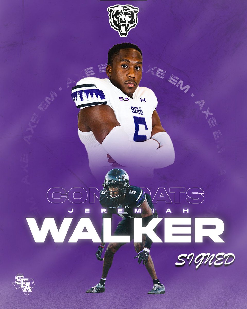 Lumberjack Football (@sfa_football) on Twitter photo From The 'Jacks to Da Bears 🐻
Congratulations, <a href="/Exclusive_Sugar/">Good Job Jwalk🍊</a>, on signing with the Chicago Bears!
#AxeEm x #EastTexasTough From The 'Jacks to Da Bears 🐻
Congratulations, <a href="/Exclusive_Sugar/">Good Job Jwalk🍊</a>, on signing with the Chicago Bears!
#AxeEm x #EastTexasTough