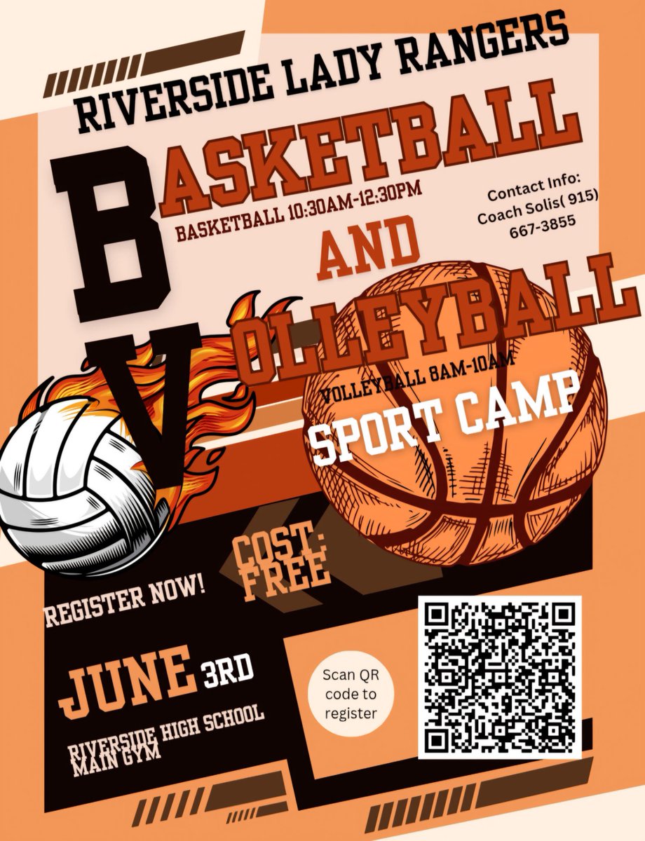 Angelina M Bustillos (@abustillos13) on Twitter photo Time to sign up for our Riverside 2025 Volleyball 🏐 and Basketball 🏀 Summer Camp! Scan the QR Code to save your spot! Hope to see you all there! 🤠#Riverside4ever <a href="/ssolis3/">Coach Solis</a> <a href="/RiversideVB1/">Riverside Volleyball</a> <a href="/riversidebball1/">Lady Ranger Basketball</a> Time to sign up for our Riverside 2025 Volleyball 🏐 and Basketball 🏀 Summer Camp! Scan the QR Code to save your spot! Hope to see you all there! 🤠#Riverside4ever <a href="/ssolis3/">Coach Solis</a> <a href="/RiversideVB1/">Riverside Volleyball</a> <a href="/riversidebball1/">Lady Ranger Basketball</a>