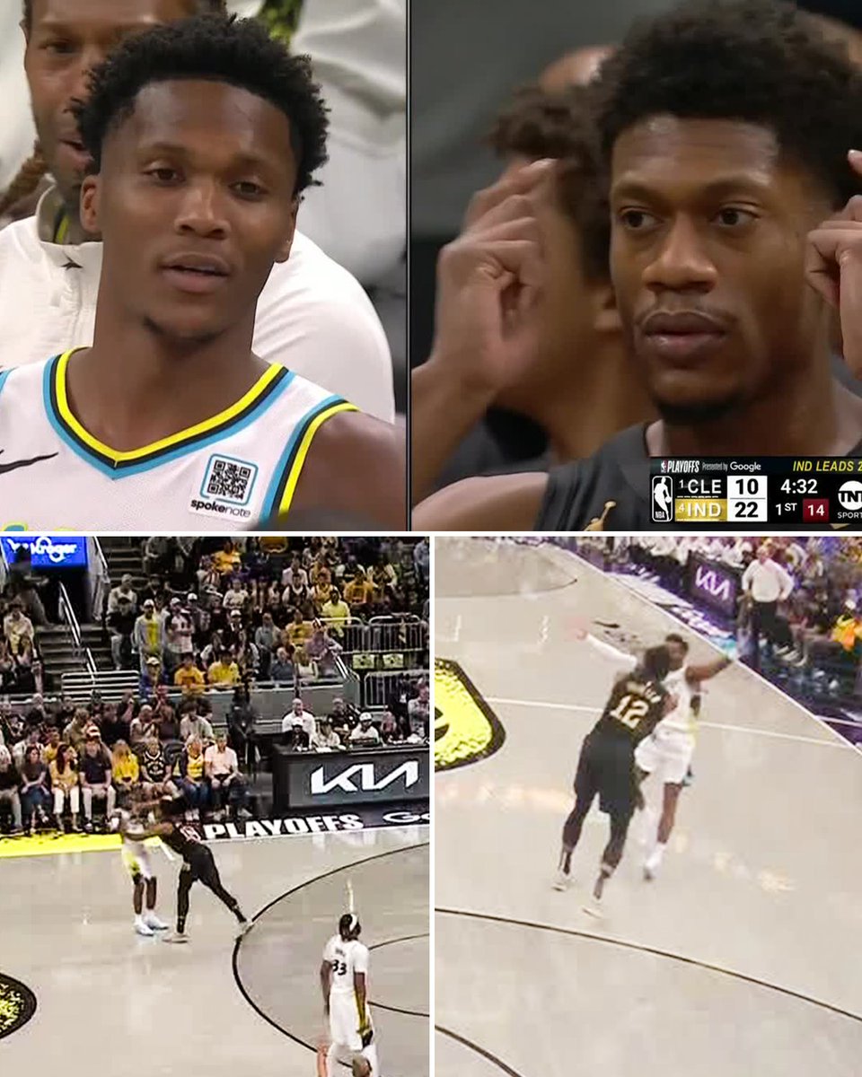 ESPNNBA's tweet image. Bennedict Mathurin received a flagrant 2 and was ejected after an interaction with De'Andre Hunter.
A technical was given to Hunter and Myles Turner.