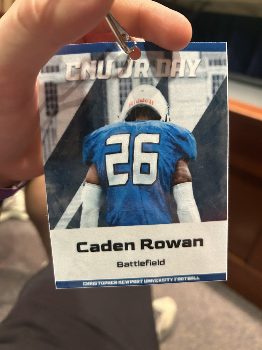 Caden Rowan (@cadenrowan5) on Twitter photo Had a great visit at CNU, can’t wait to be back for a gameday! <a href="/cnu_football/">CNU Football</a> <a href="/indelible173/">Eli Wicklund</a> <a href="/CoachHatfield1/">Greg Hatfield</a> <a href="/Coach_Dubya_35/">Charlie Woollum</a> Had a great visit at CNU, can’t wait to be back for a gameday! <a href="/cnu_football/">CNU Football</a> <a href="/indelible173/">Eli Wicklund</a> <a href="/CoachHatfield1/">Greg Hatfield</a> <a href="/Coach_Dubya_35/">Charlie Woollum</a>