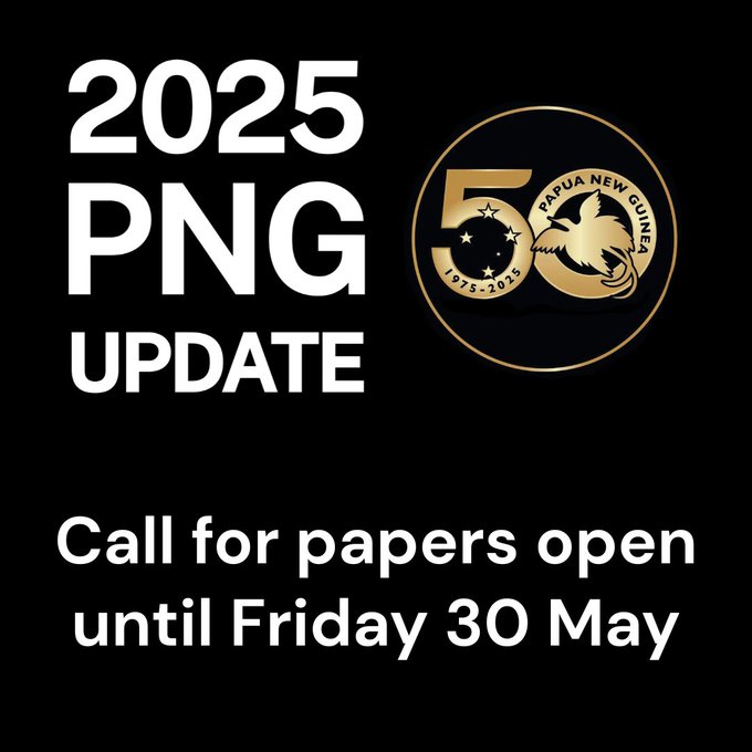 Nematullah Bizhan (@nematbizhan) on Twitter photo The 2025 PNG Update will take place on 21–22 August in Port Moresby, commemorating 50 years of PNG’s independence 🇵🇬.
This year’s theme explores PNG’s past, present, and future.
📄 Call for papers and panels is now open until 30 May!👉crawford.anu.edu.au/devpolicy/2025… <a href="/devpolicy/">devpolicy.org</a> The 2025 PNG Update will take place on 21–22 August in Port Moresby, commemorating 50 years of PNG’s independence 🇵🇬.
This year’s theme explores PNG’s past, present, and future.
📄 Call for papers and panels is now open until 30 May!👉crawford.anu.edu.au/devpolicy/2025… <a href="/devpolicy/">devpolicy.org</a>