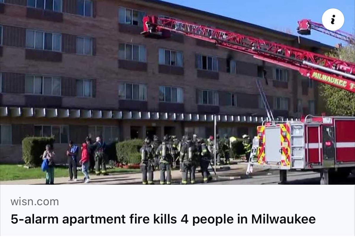 Milwaukee Fire said four people died.
Cameras at the scene captured medics performing CPR. Some residents were carried out on stretchers and taken away in ambulances.
Red Cross assisting 100 residents, the building is no longer habitable.
wisn.com/article/apartm…