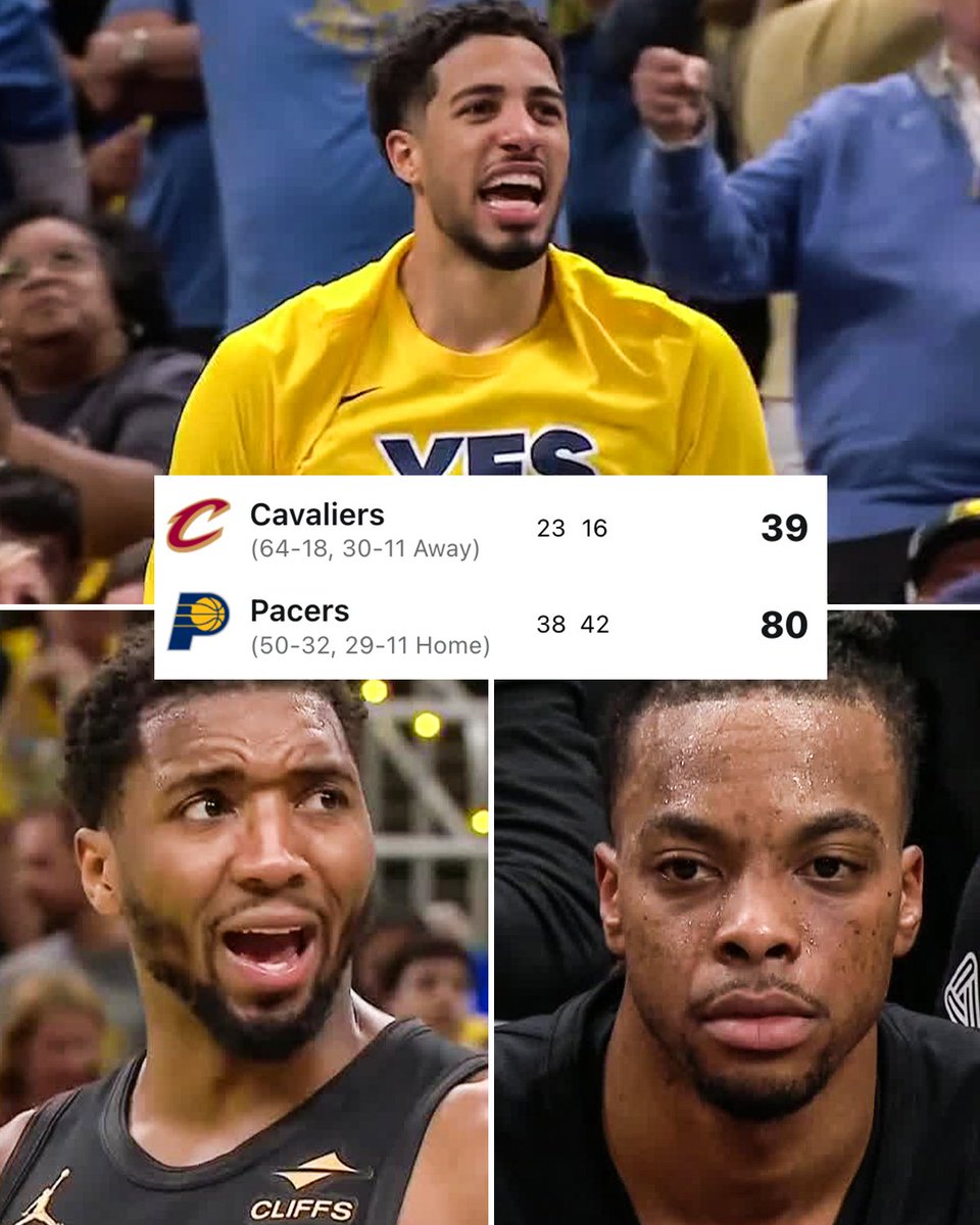 SportsCenter's tweet image. Indiana is up by 41 on Cleveland at the half 👀
It's tied for the largest halftime lead in NBA postseason history 😳