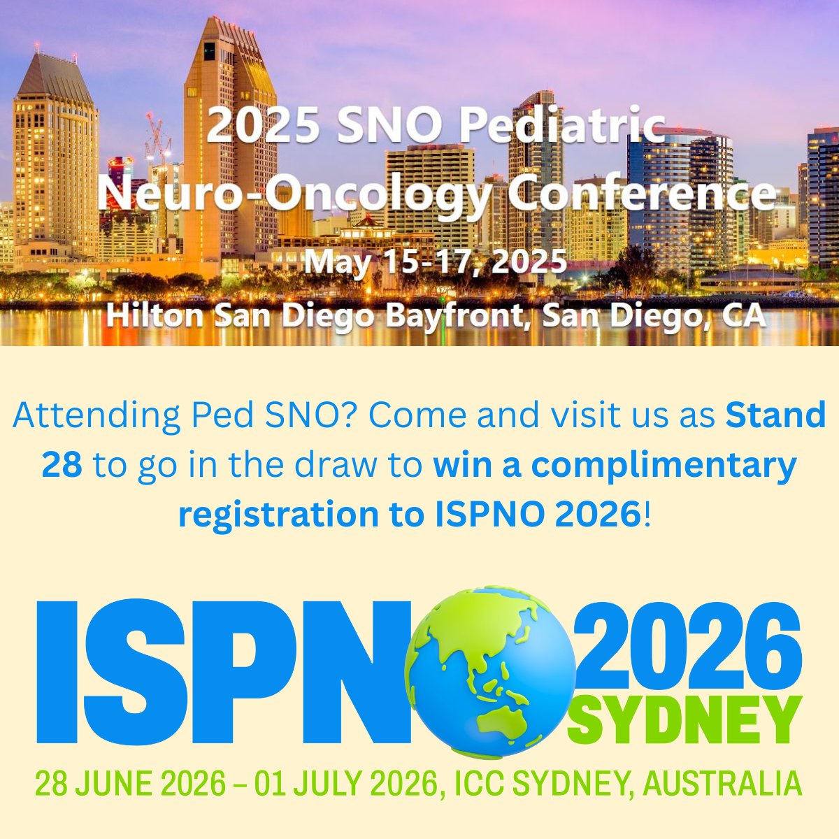 ISPNO 2026 now just over a year away! We will be attending PedSNO - come visit for a chance at complimentary registration!!